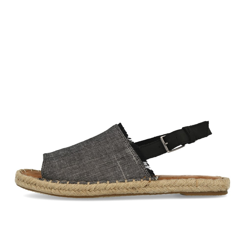 TOMS Clara Black Textured Chambray Leather