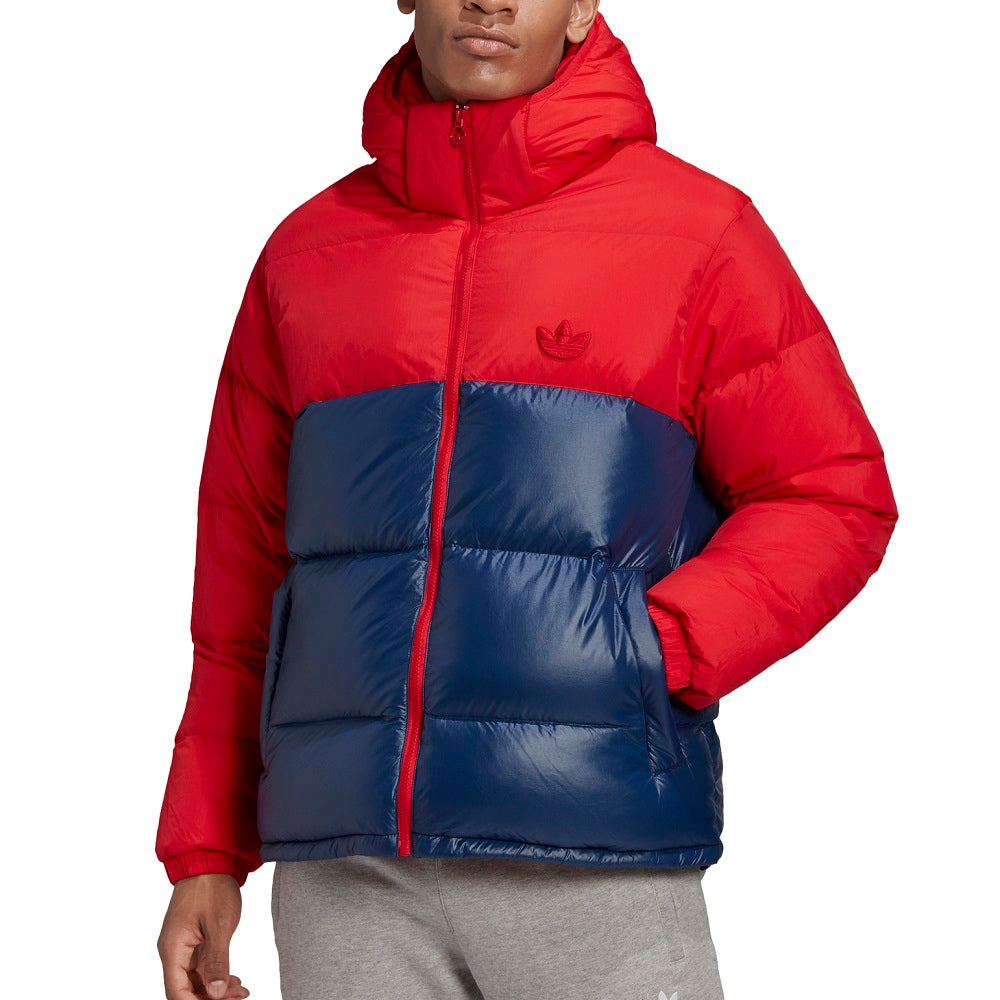 adidas Down Regen Hooded Puffer Jacket Scarlet Collegiate Navy