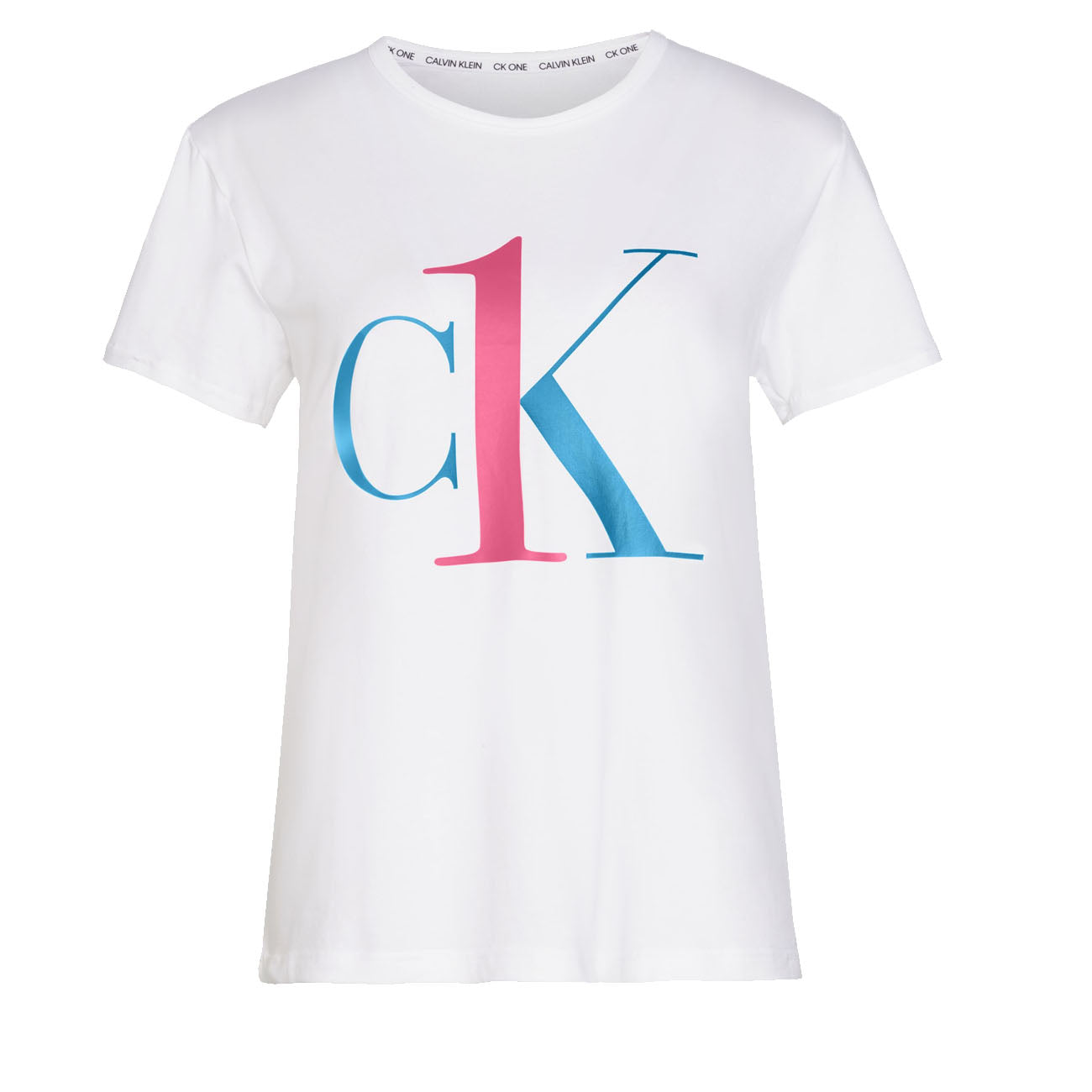 Calvin Klein One Logo T-Shirt S/S Crew Neck Damen White_Sky High Logo