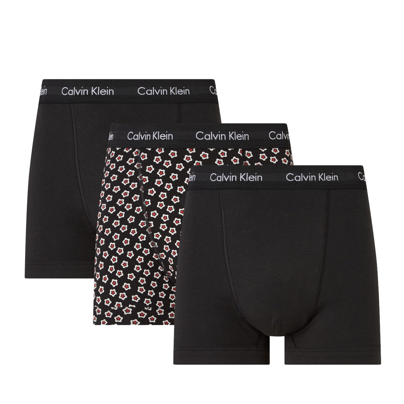 Calvin Klein 3er Pack Trunk Cotton Stretch Classic Fit Boxershorts Black Black Dreamy Star Print