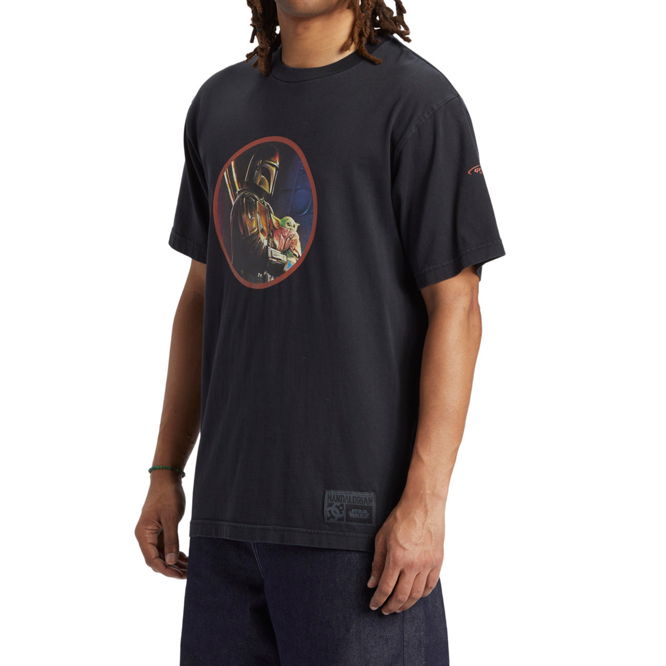 DC x Star Wars Mando and the Child Tee Black Pigment Dye