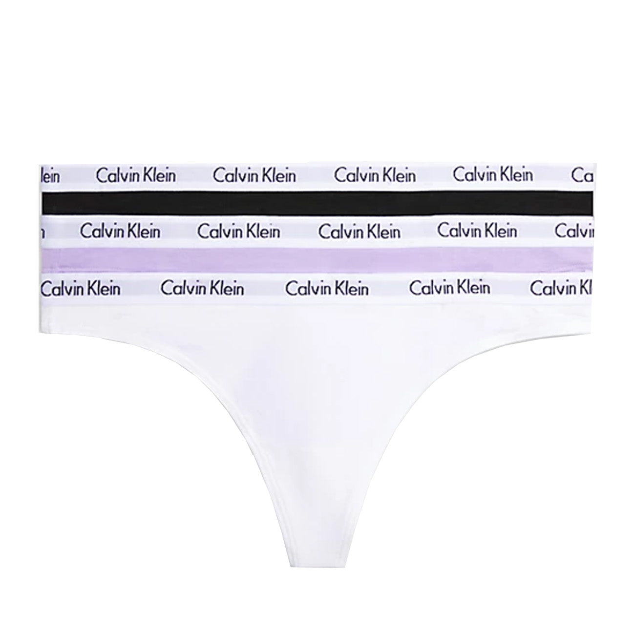 Calvin Klein 3er Pack Thong Modern Cotton String Black White Pastel Lilac
