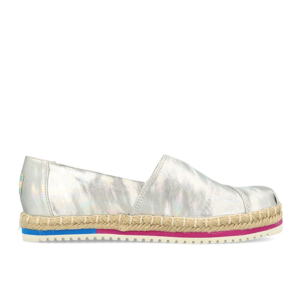 TOMS Platform Alpargata Silver Iridescent Canvas