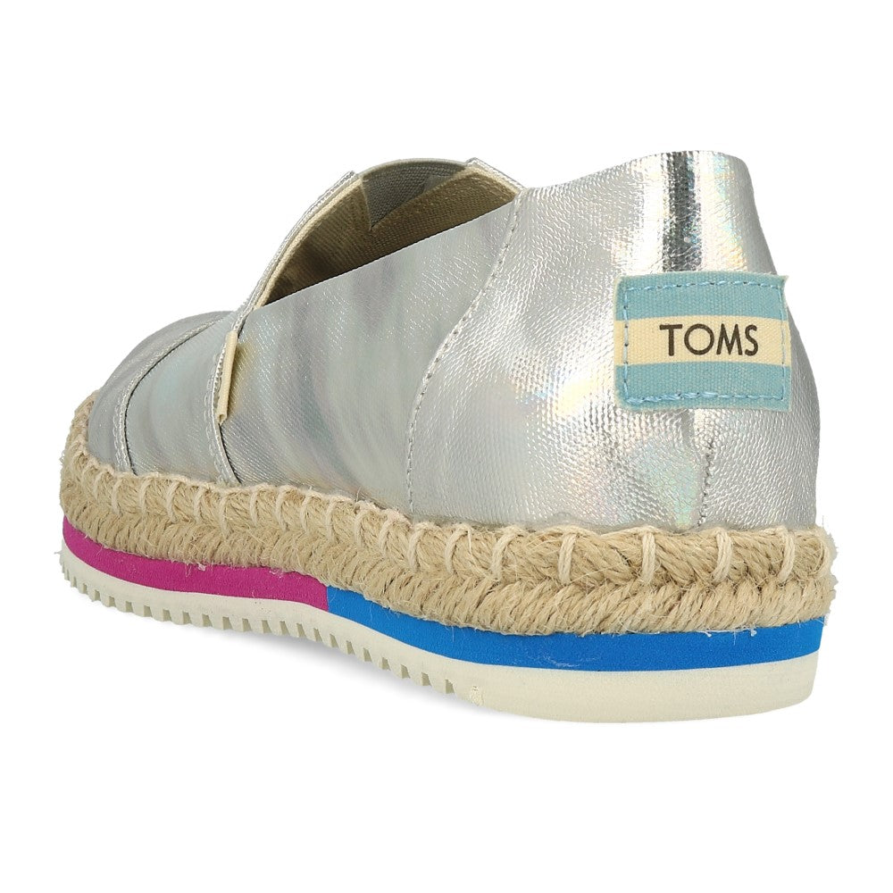 TOMS Platform Alpargata Silver Iridescent Canvas