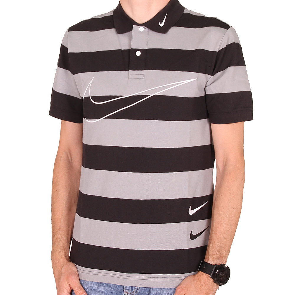 Nike Sportswear Swoosh Poloshirt Black Particle Grey Black White