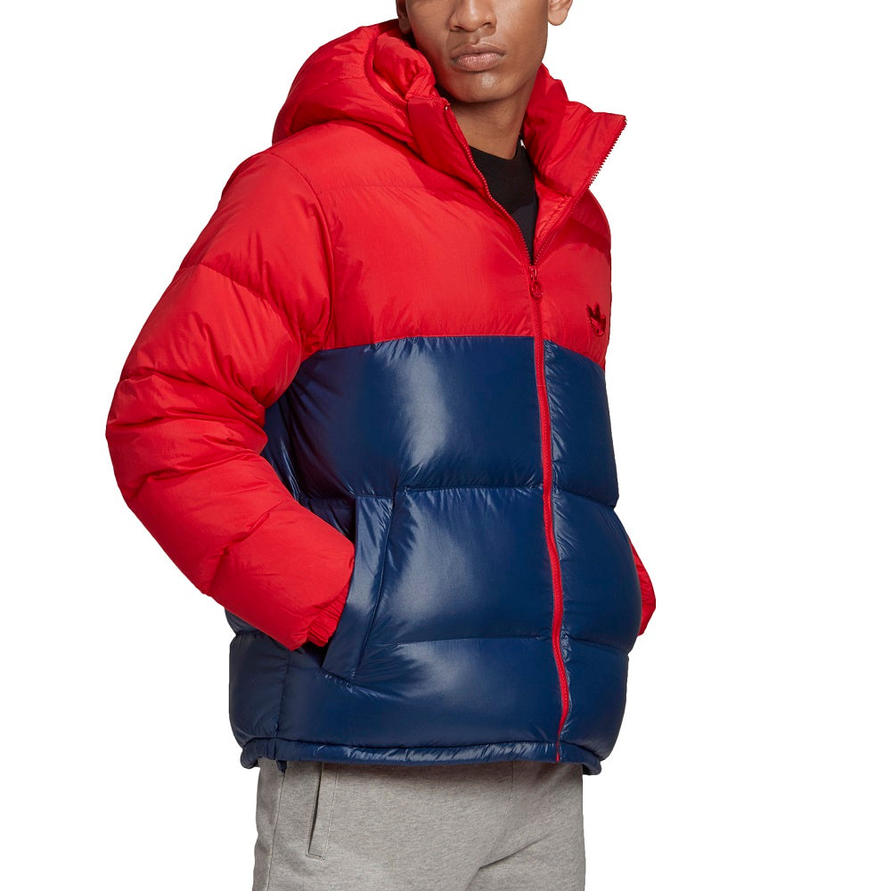 adidas Down Regen Hooded Puffer Jacket Scarlet Collegiate Navy