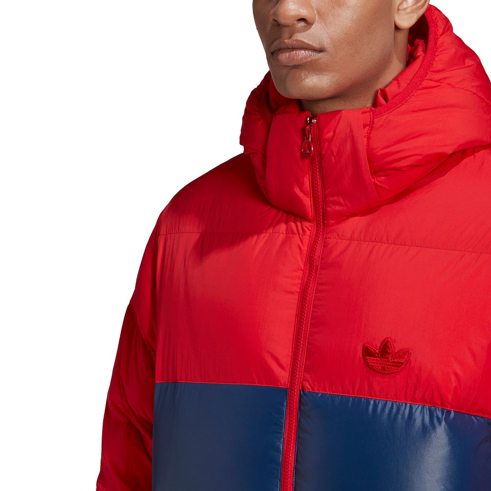 adidas Down Regen Hooded Puffer Jacket Scarlet Collegiate Navy