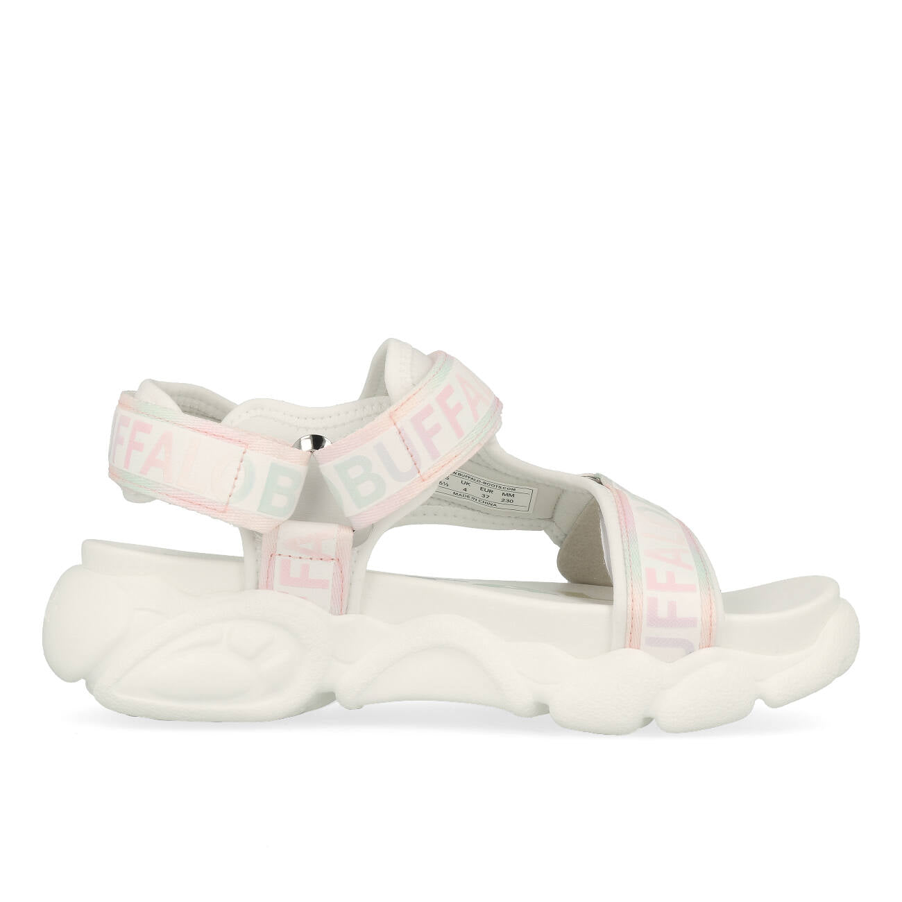 Buffalo CLD Tec Plateau Sandale Damen Vegan Nylon White Multi