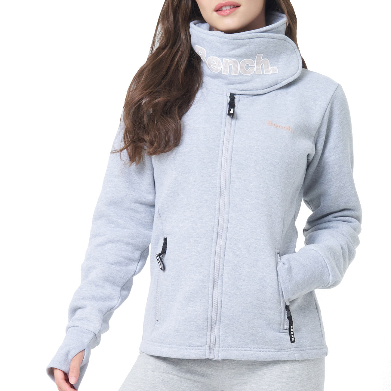 Bench Haylo Sweat Jacket Damen Light Grey Marl