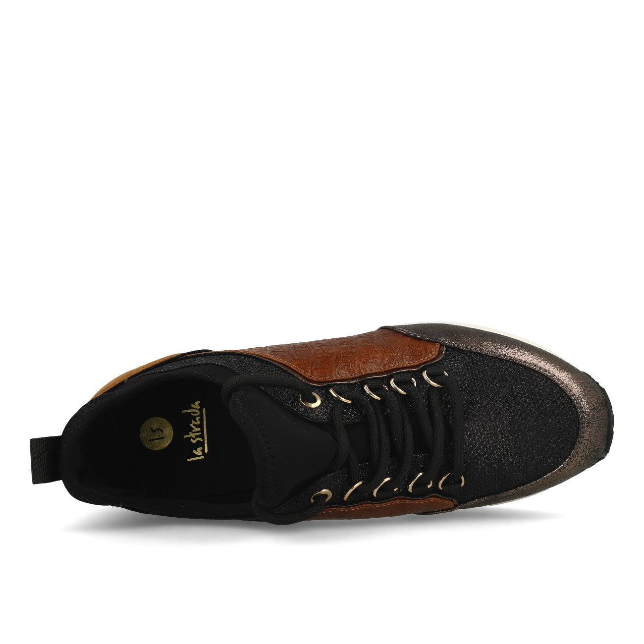 La Strada Laced Up Damen Sneaker Cracked Bronze Glitter