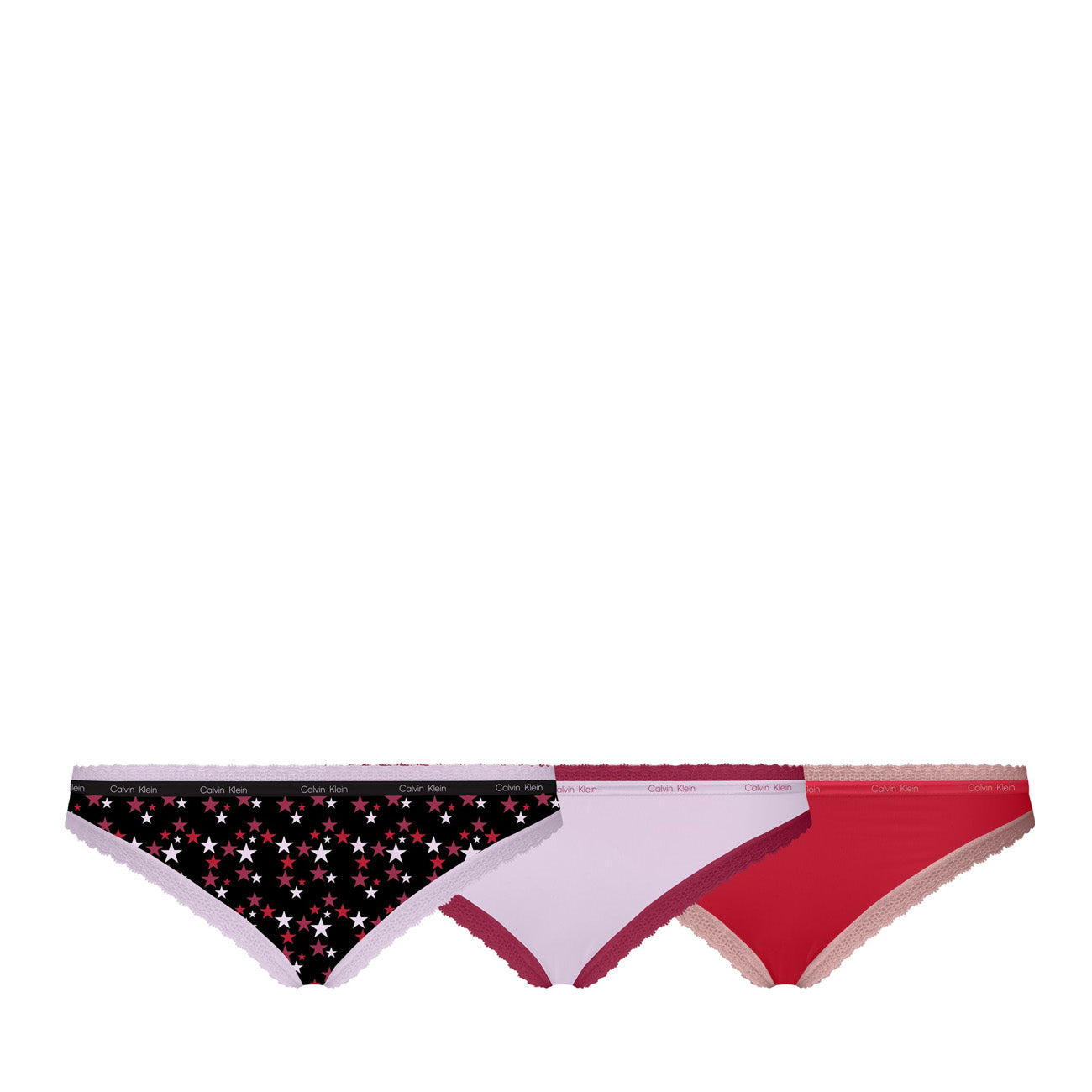 Calvin Klein 3er Pack Bikini Modern Cotton Slip Twinkle Mauve Berry Rustic Red