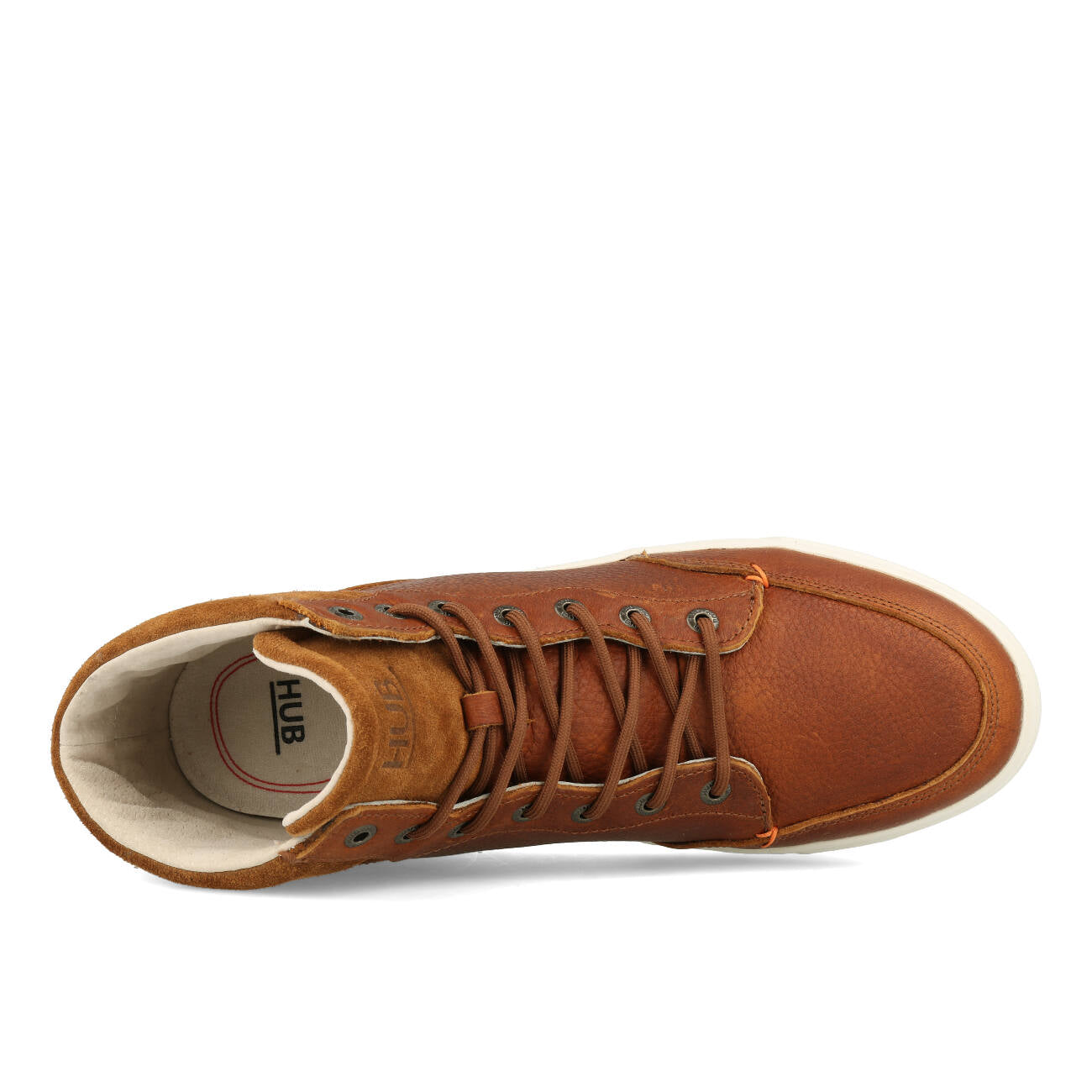 HUB Dundee L52 Leather Suede Herren Cognac Off White