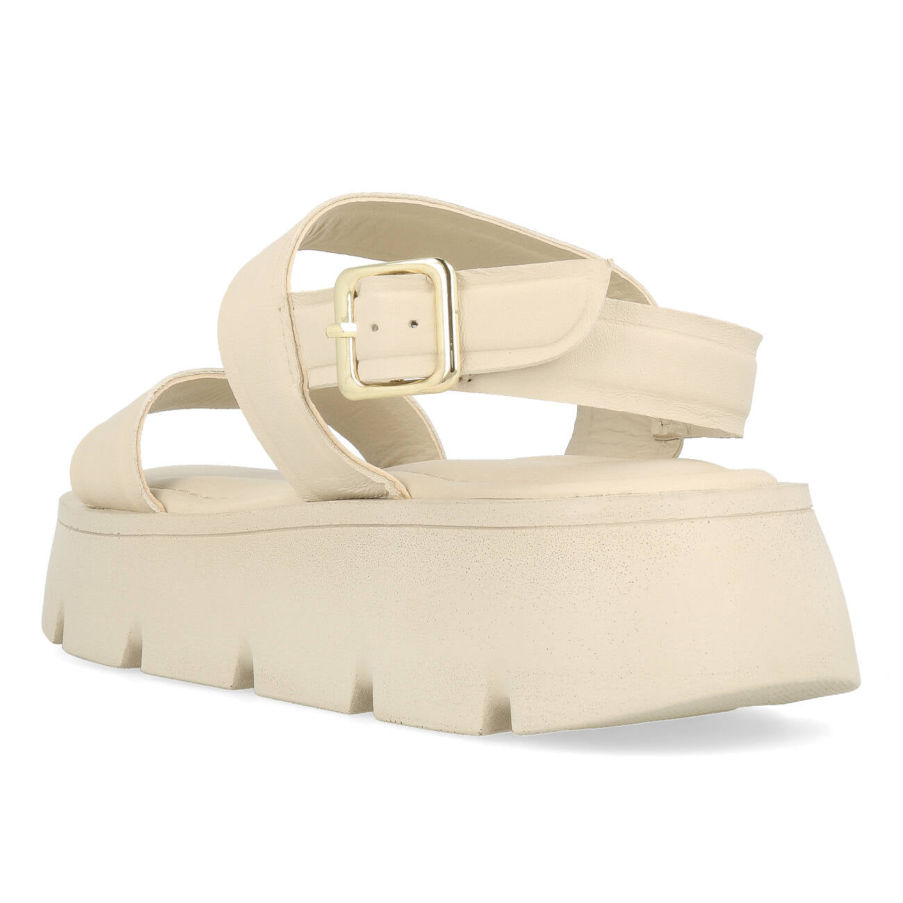 Tamaris 1-28713-20-458 Leder Plateau Sandale Damen Ivory Uni