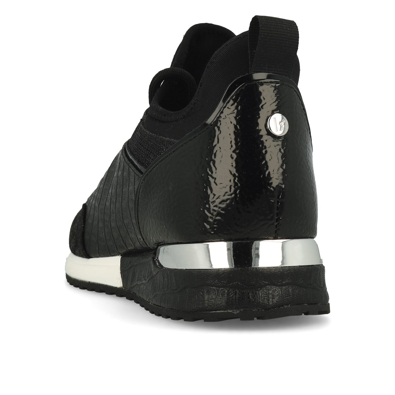 La Strada Laced Up Damen Sneaker Cracked Black Small Croco
