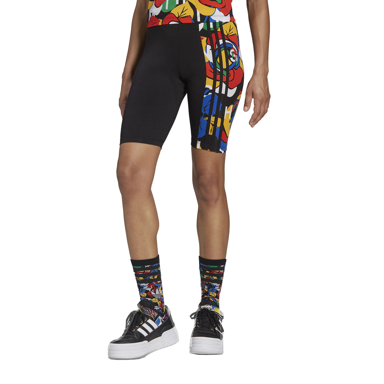 adidas Rich Mnisi Radlerhose Short Damen Black Multicolor