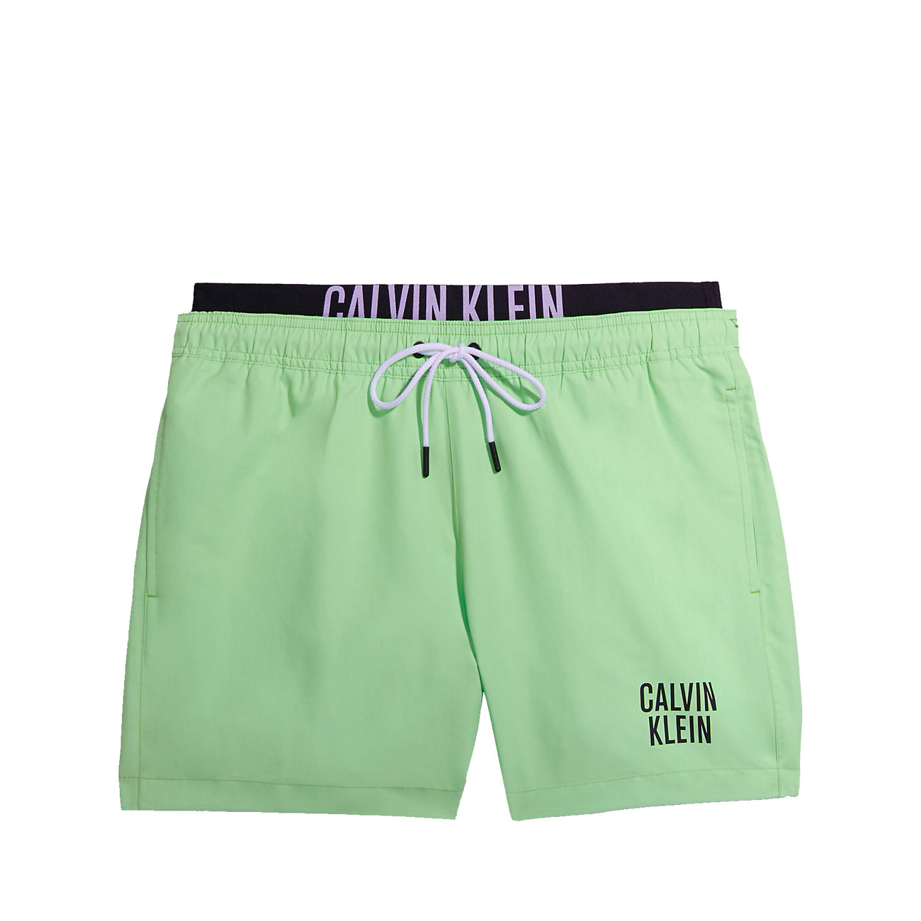 Calvin Klein Swimshort Medium Double WB Herren Badehose Lime Mist