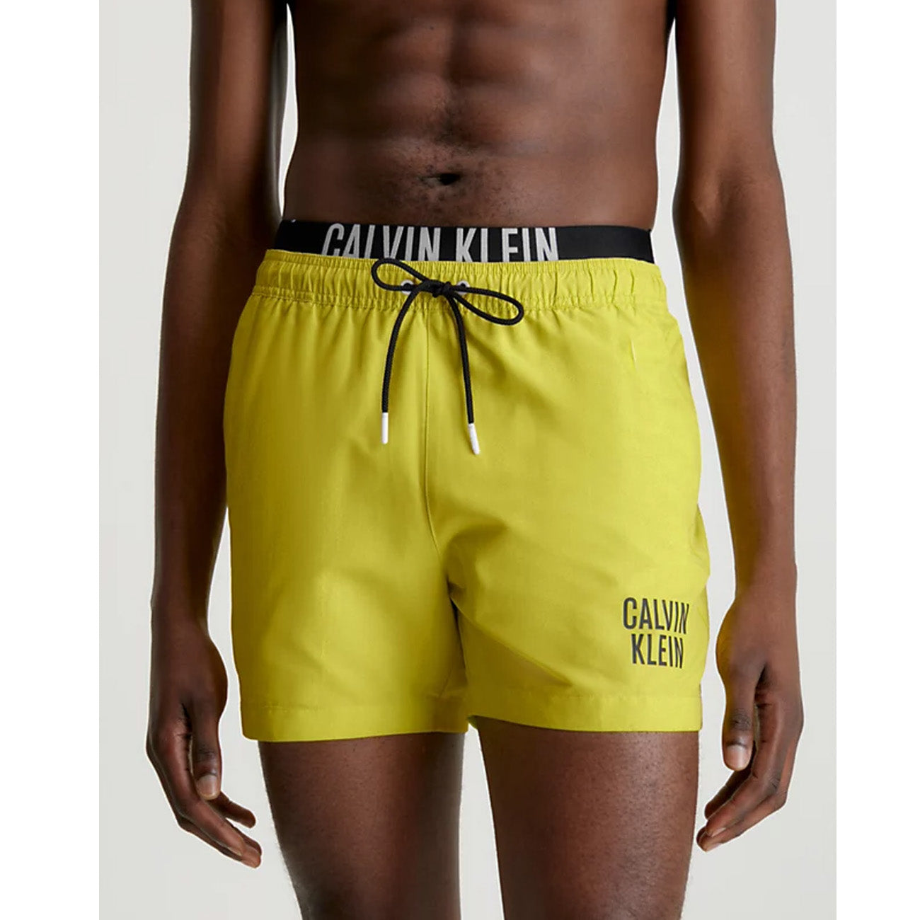Calvin Klein Swimshort Medium Double WB Herren Badehose Lemonade Yellow